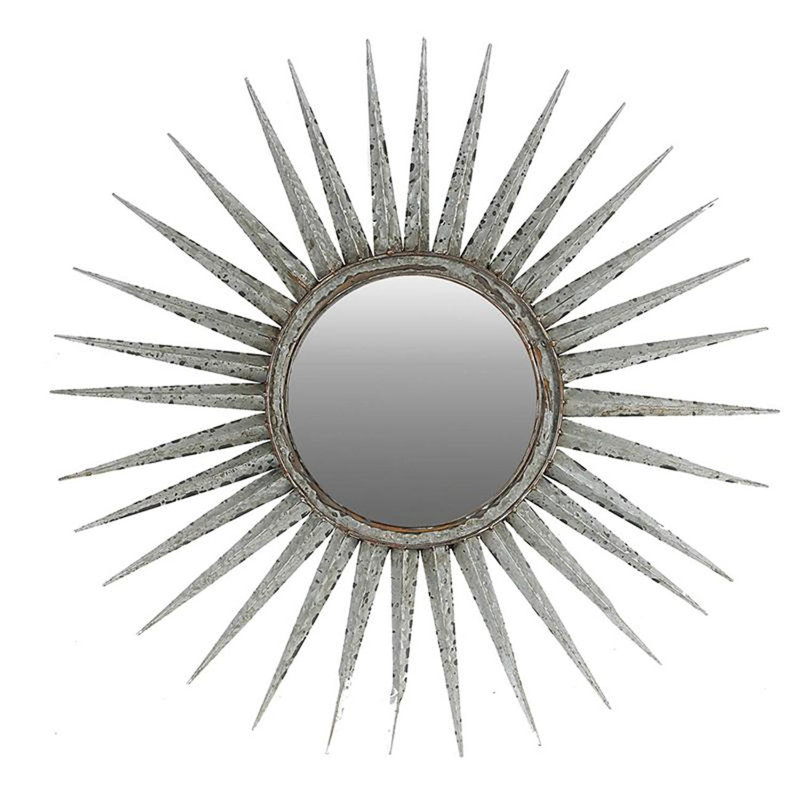 Miroir d'appoint mural 30 "gris argenté Sunburst