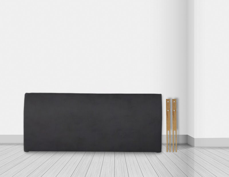 Godric Upholstered Velvet Headboard, Small Double (4'), Black