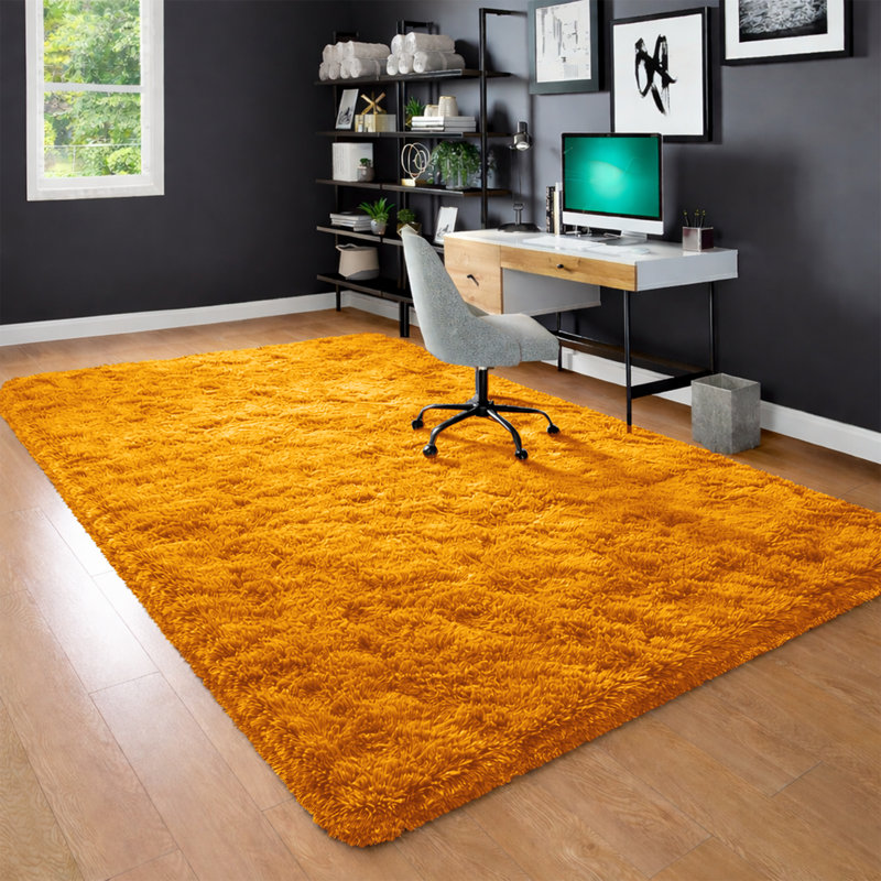 Standard Shag Area Rug, Ochre, Rectangle 80 x 150 cm