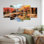 «White Cottage At The End Of Autumn River», ensemble d'art mural 5 pièces