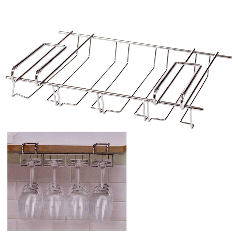 Hanging Wine Glass Rack in Silver