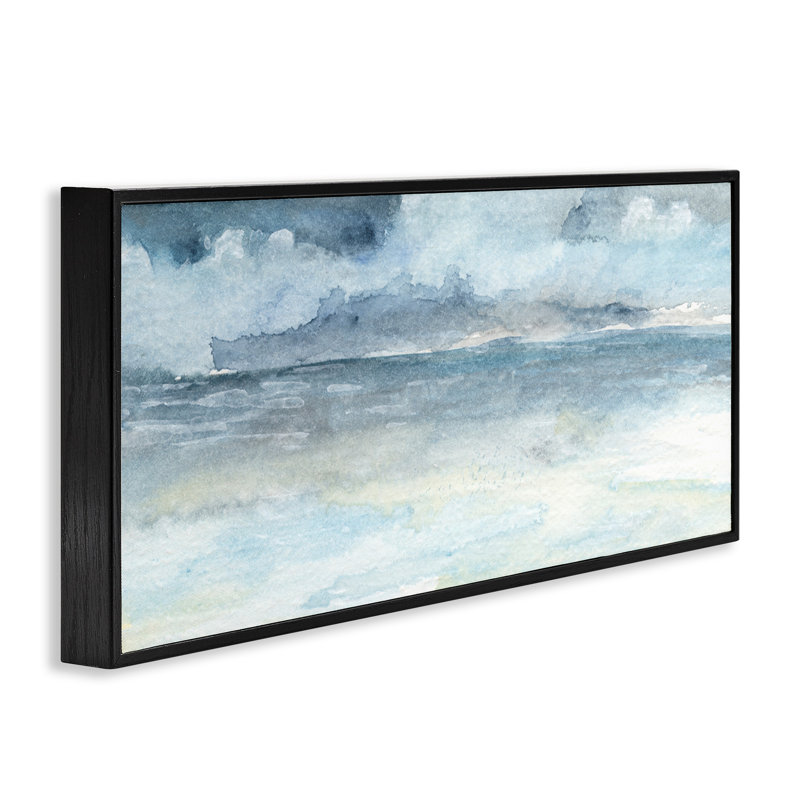 «Abstract Cloudy Ocean Waves» par Regina Moore - peinture à cadre flottant sur bois, Giclée encadrée noir minuit