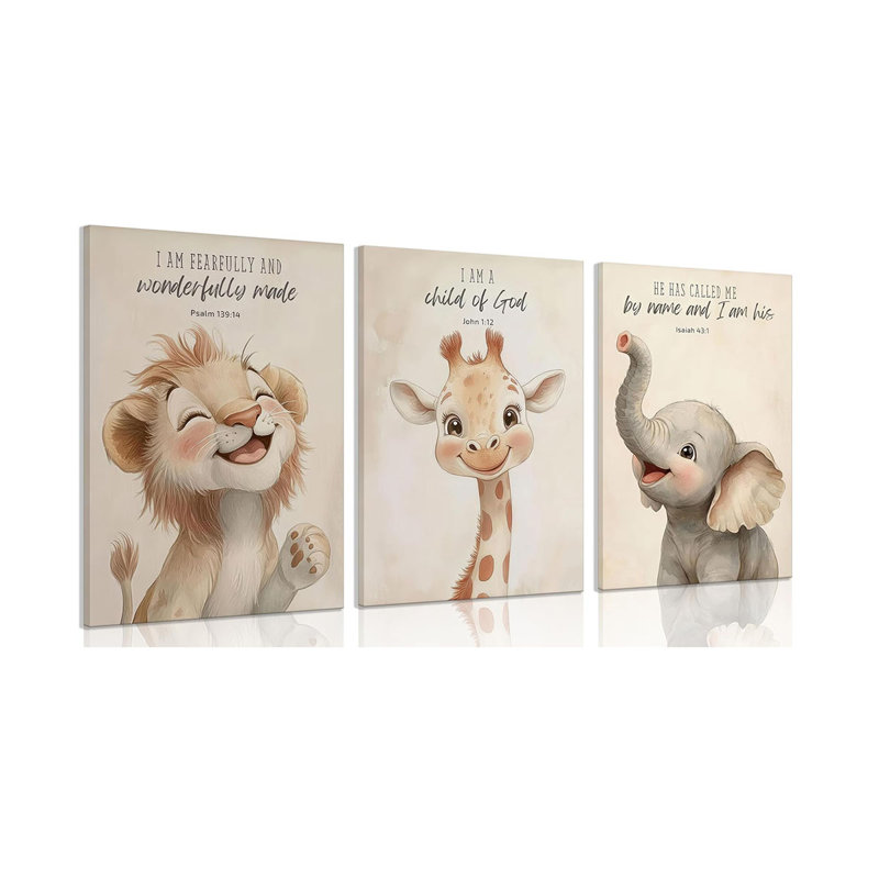 Animals 3 - Piece, 60 cm H x 120 cm W