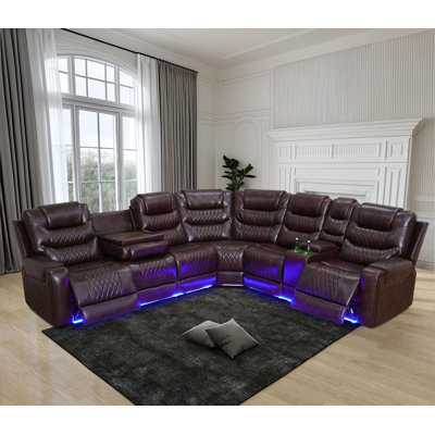 3-piece Breathing Leather Power Recliner Sectional Sofa
