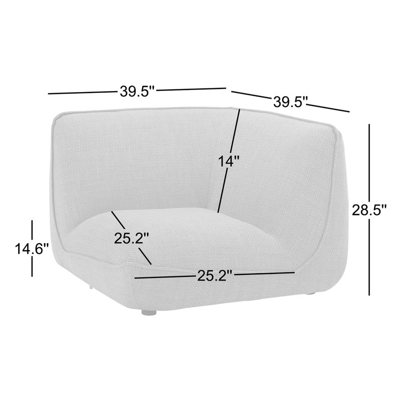 Fauteuil de chambre rembourré Douglass, Tissage de pierre ponce mouchetée