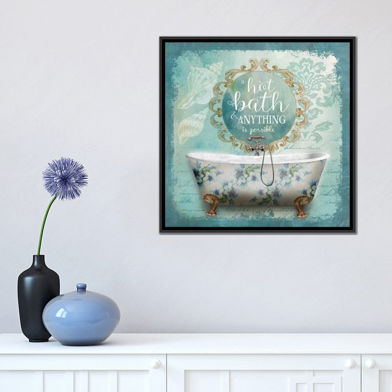 «Mirror Bath I», impression sur toile, H 18 po x l 18 po x P 1,5 po, Toile encadrée noire, Pas de tapis