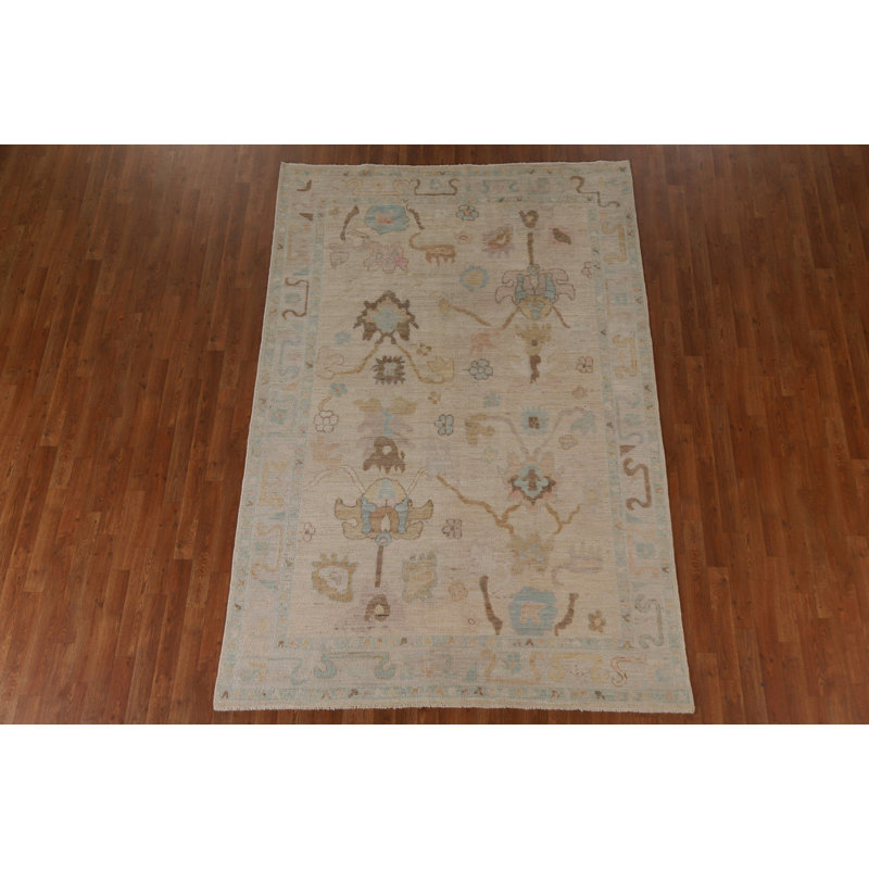 Tapis oriental Oushak à teinture végétale fabriqué à la main 6 x 9
