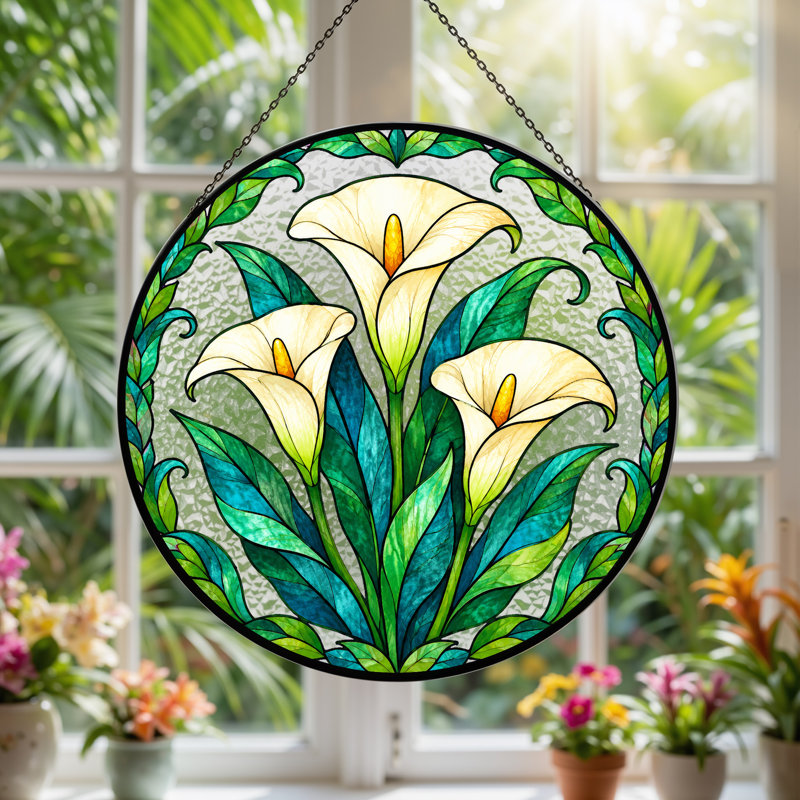 Art mural sur toile de lys blanc et feuilles de sarcelle, H 7,8 po
