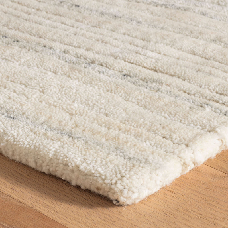 Avery Oatmeal Hand Tufted Wool Rug, Rectangle 5' x 8'