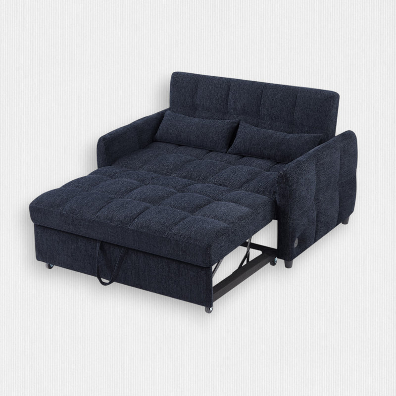 52.8'' Upholstered Sleeper Sofa, Blue