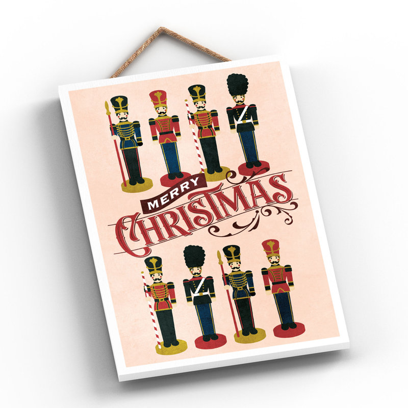 Xmas Merry Christmas Nutcracker Wooden Plaque, 28.5cm H x 18.5cm W x 0.9cm D
