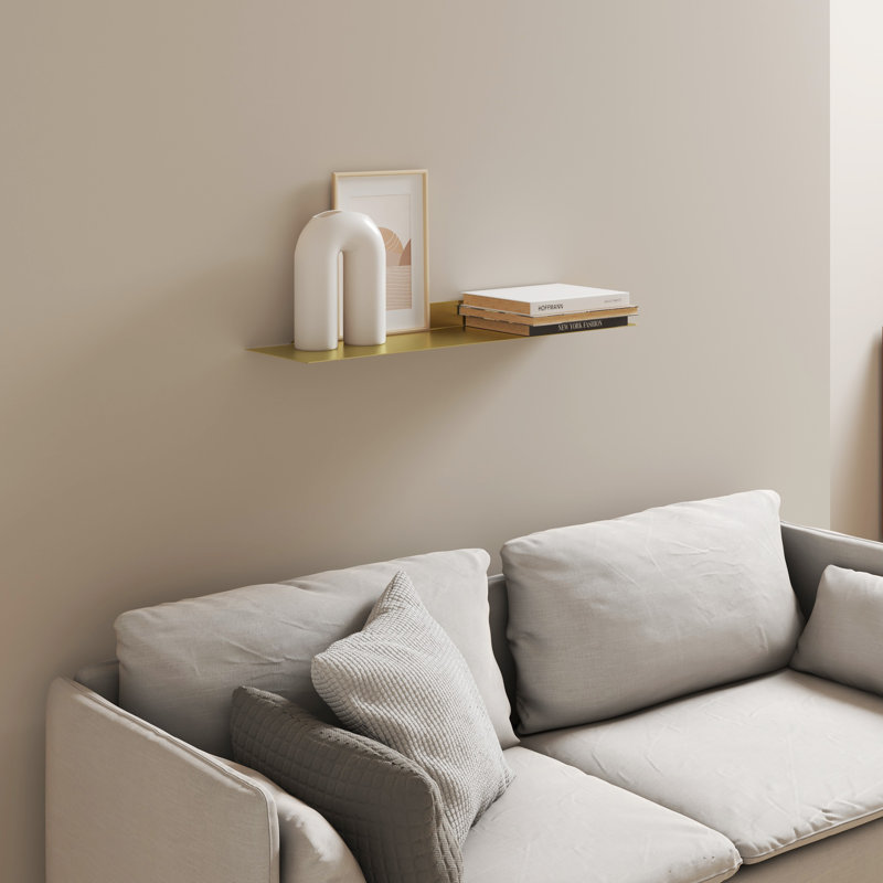 Maja Metal Floating Shelf, Gold, 4.5" H x 61" W x 15.25" D