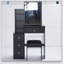 Ensemble de coiffeuse compacte avec tabouret rembourré et grand miroir coulissant, rangement multicouche pour les petits espaces, design pratique et élégant-479411451