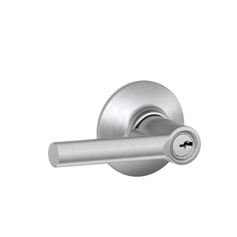 Broadway Lever Keyed Entry Lock, Yes, Satin Chrome