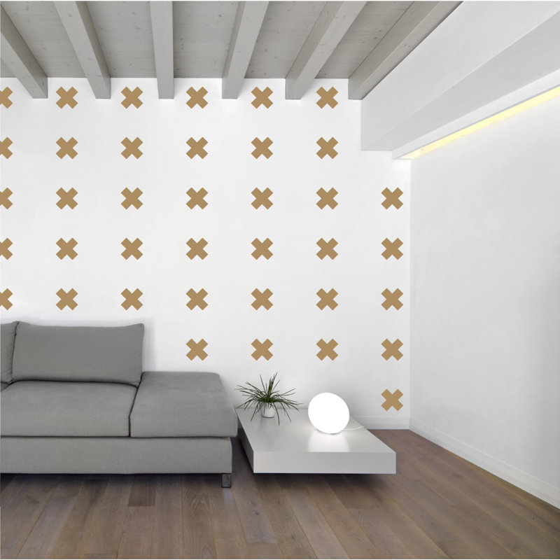 Décalcomanie murale à motifs croisés suisses, Brun pâle, H 3 po x l 3 po x P 0,01 po