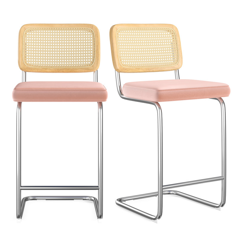 Tabouret Baumgartner, Argenté, Rose, Tabouret de comptoir (siège d'une hauteur de 26 p