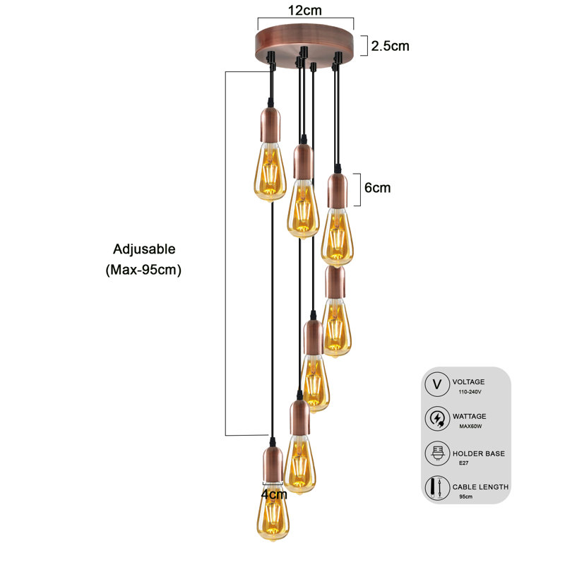 Amrane - Light Copper Cluster Pendant, Yes, 7