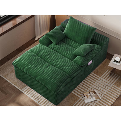 Chaise longue en velours côtelé 43 po