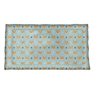 Taie décorative à motif de Shiba Inu vert menthe Katelyn Elizabeth - Microfibre