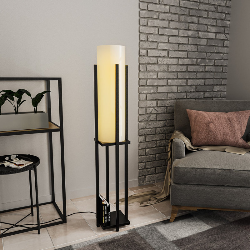Elegant Black Floor Lamp with Metal Body, 9.8 x 9.8 x 51.2 inches | E27 Socket, 40W Max, IP20 | Stylish Fabric Cap, 23.6 inches Diameter, 26 inches Height | Perfect for Living Room, Bedroom & Office Decor