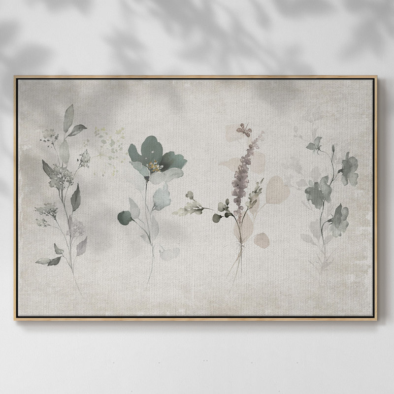 Arrangement rétro encadré sur toile, H 17 po x l 25 po x P 2 po, Bois naturel