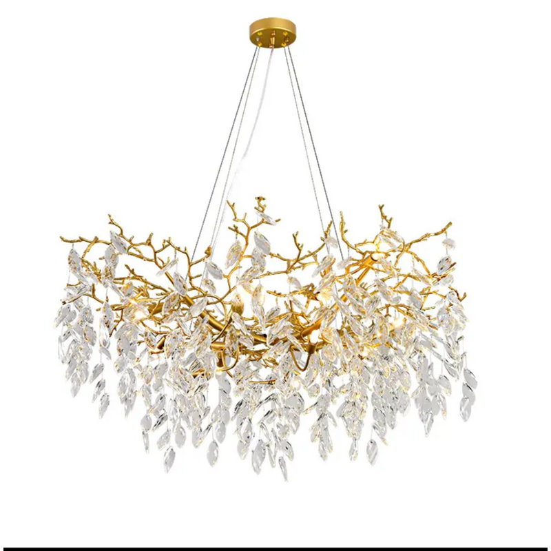  Lustre suspendu Bethany Elliptic Gold Branches & Falling Leaves | Design naturel