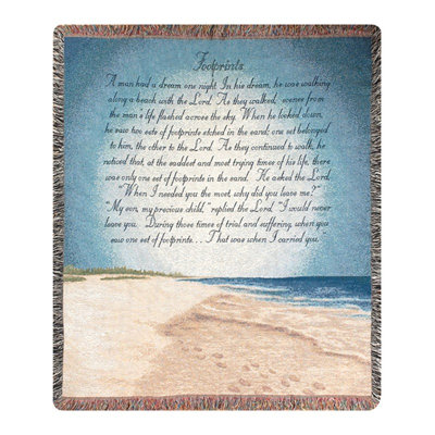 Manual Woodworkers & Weavers Footprints Tapestry Throw 50 x 60 Inch 100 Percent Cotton Woven Heirloom Quality