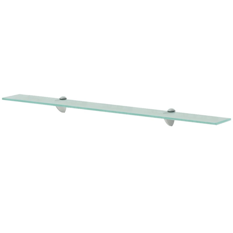 Tablette murale flottante avec supports à pince en verre trempé, Transparent, H 0,3 po x l 7,9 po x L 35,4 po