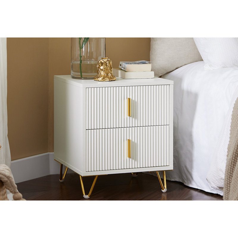 Aldea 40cm W Bedside Table, White