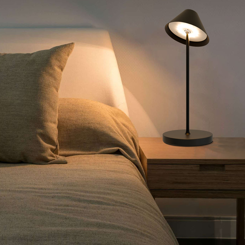 16 po Lampe de table Mid-Century Modern, Simple, Noir, Touch