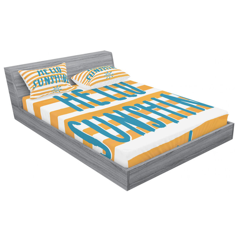 Microfiber Striped Sheet Set, Queen Sheet Set with Fitted Sheet