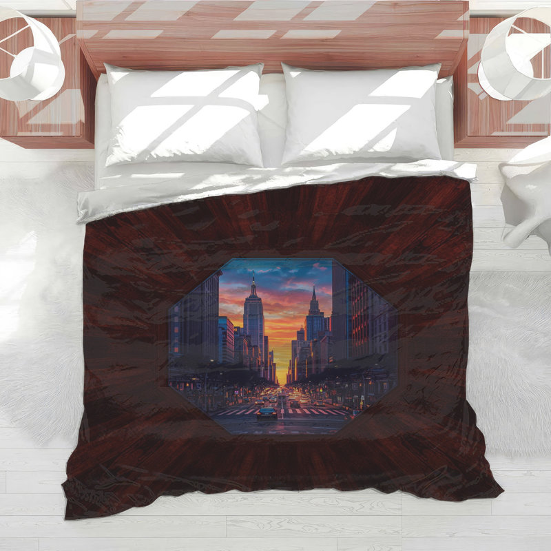 Cityscape Sunset View Comforter, Twin