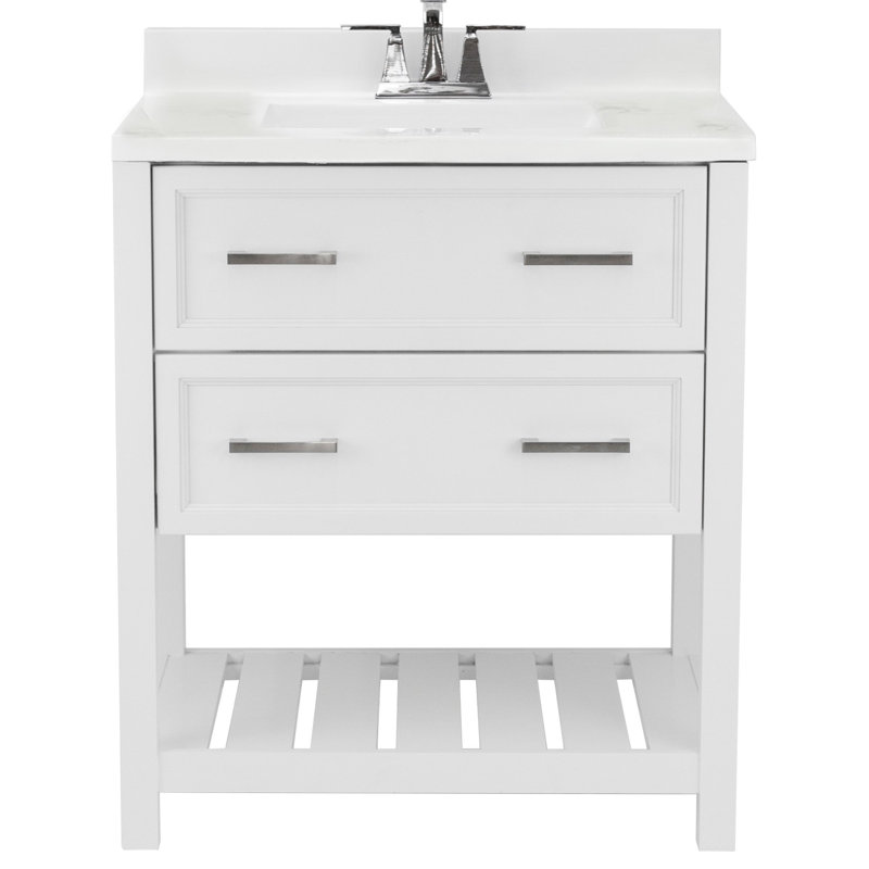 Milan 31'' White Single Bathroom Vanity with Carrara Marble Top