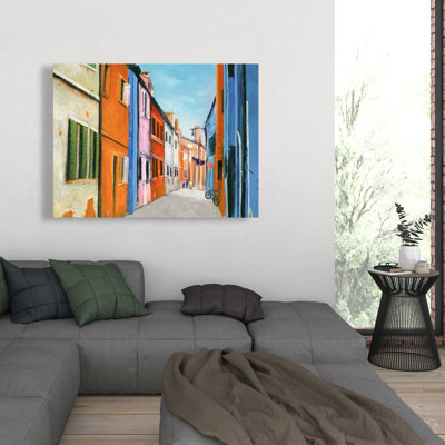 Maisons colorées en Italie - Décoration contemporaine sur toile