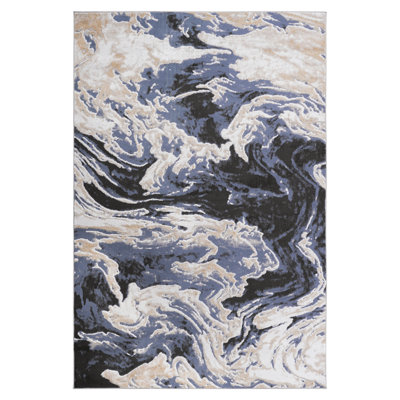 Blue Abstract Non-Shedding Area Rug 5X7, Loom & , Stain , Suits Home Office And Eat-In Kitchen 5X7 Rug, Charm, Non-Shedding, Living Room