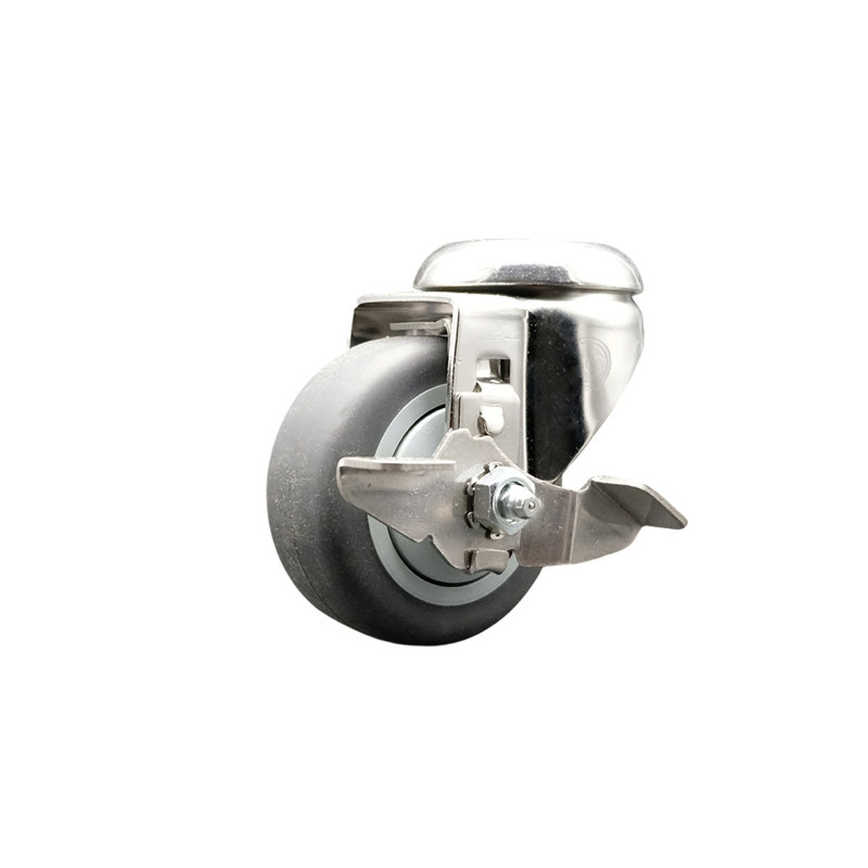 Roue pivotante en caoutchouc thermoplastique 316SS avec frein SCC