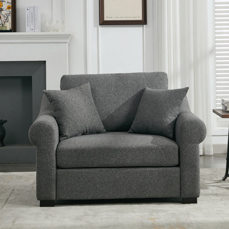 Fauteuil surdimensionné en chenille, Gris chenille, H 35,5 po x l 44,5 po x P 36,2 po