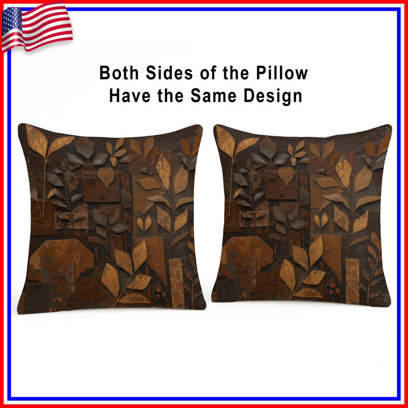 Coussins décoratifs Brown Leaf, 16 po x 16 po