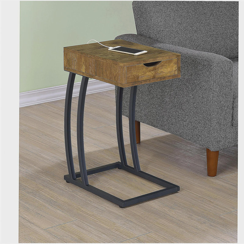 Table d'appoint antique muscade et bronze industriel