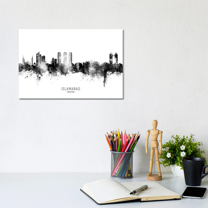 Islamabad Pakistan Skyline Name by Michael Tompsett - Wrapped Canvas Print, 20.32 cm H x 30.48 cm W