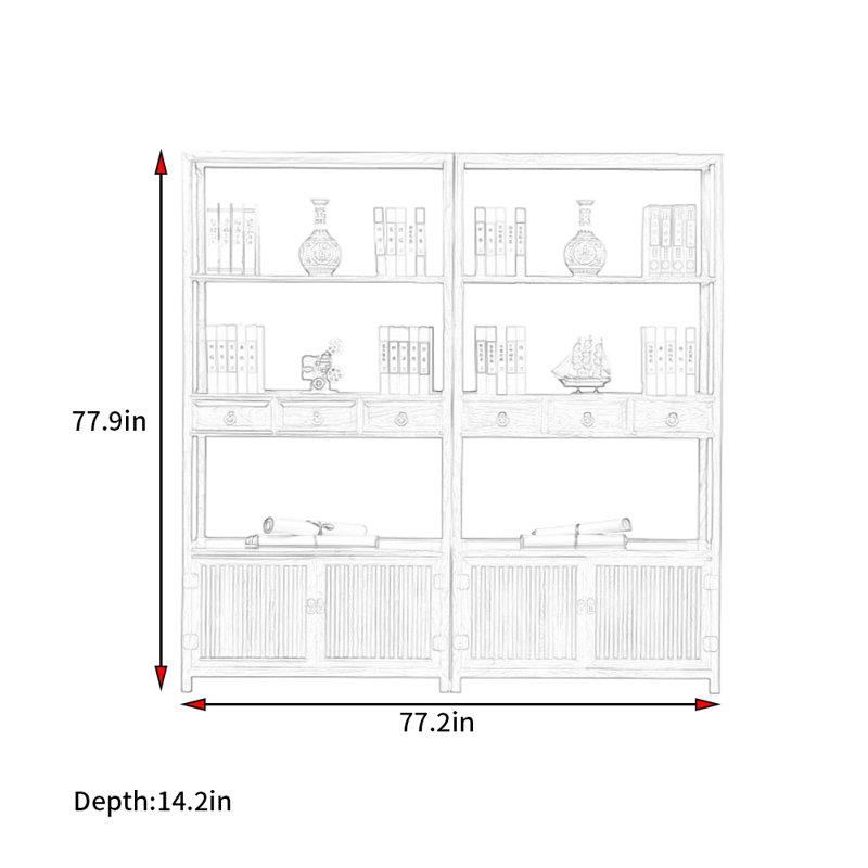New Chinese Retro Minimalist Style Bookcase