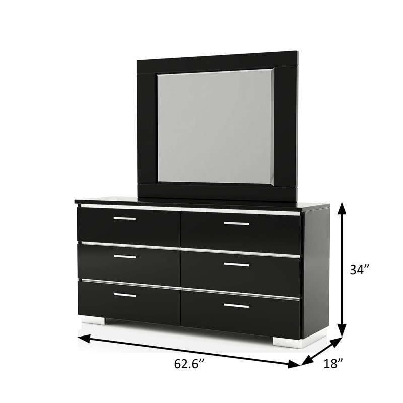 Commode contemporaine l 62,6 po, noir
