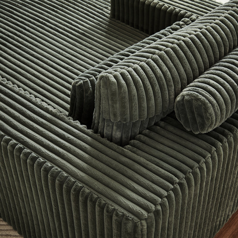 Fauteuil en velours côtelé sans assemblage - Fauteuil moelleux de 75 pouces pour chambre à coucher, coussin, chambre d'armée,