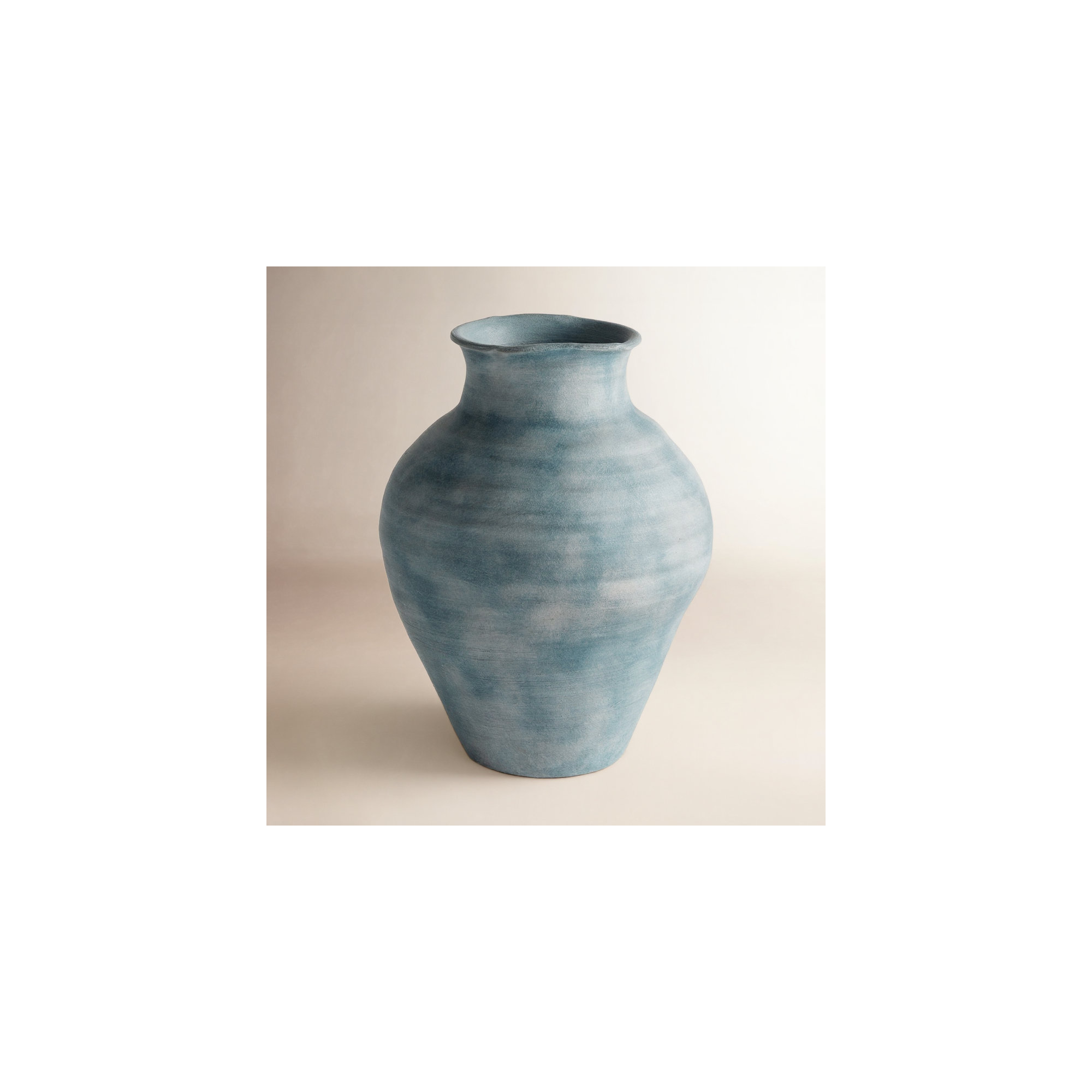 Ambretta Handmade Terracotta Table Vase, Blue, 14" H x 10.50" W x 10.50" D