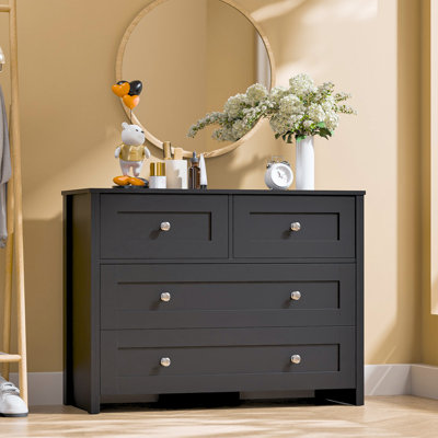 4 Drawer Dresser for Bedroom, Large Wood Dressers & Chests of Drawers Long Modern Sideboard Buffet Cabinet with Storage Accent Cabinets for Living Room, Hallway, Entryway