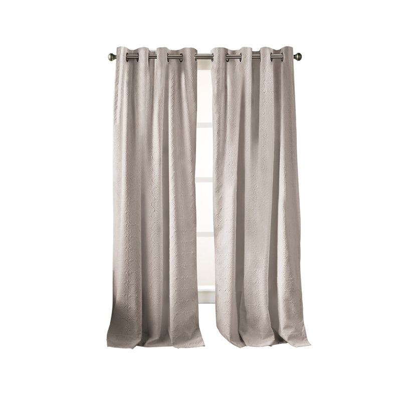 Panneaux de rideaux à oeillets de couleur unie Chrysanthemum, l 50 po x L 63 po, Taupe