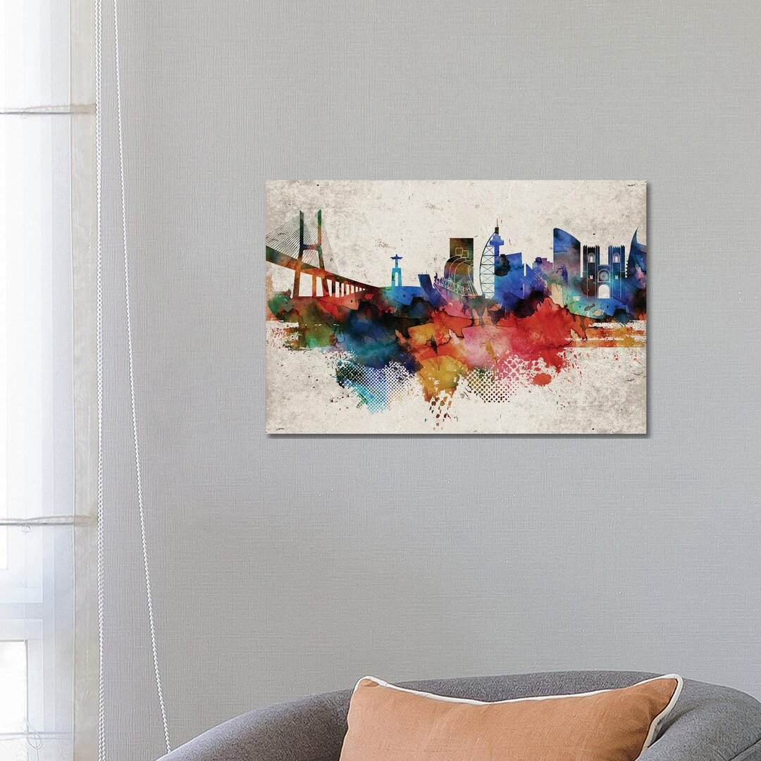 Leinwandbild Lisbon Abstract Skyline von WallDecorAddict