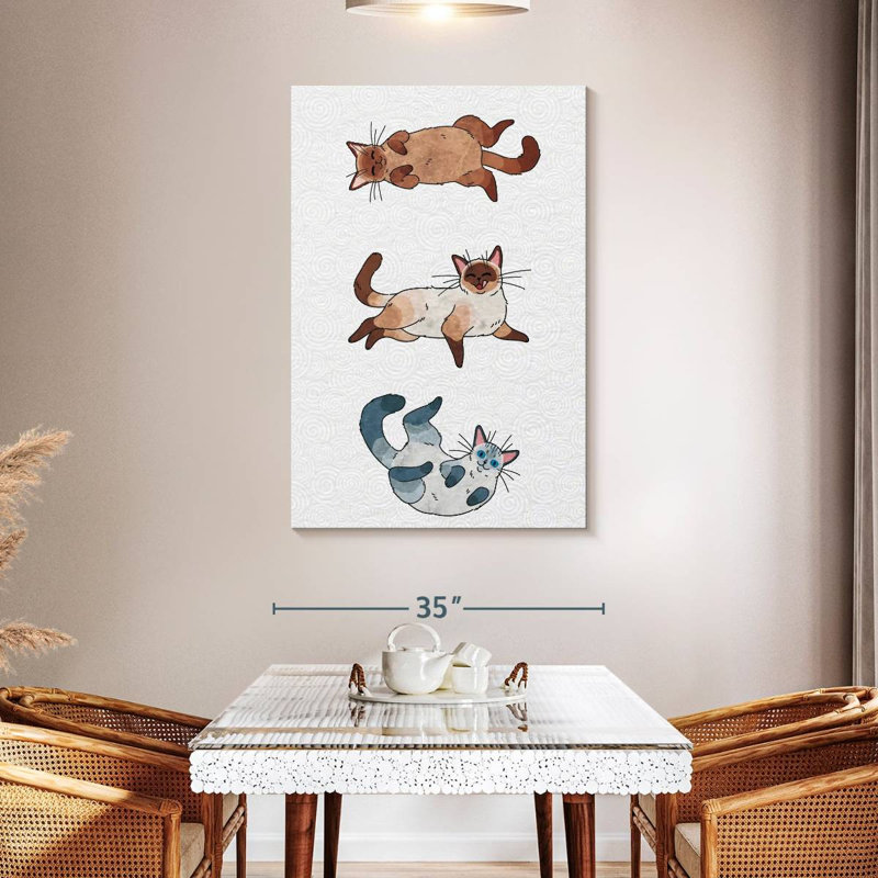 Brampt Japanese Cat Trio, 48" H x 32" W