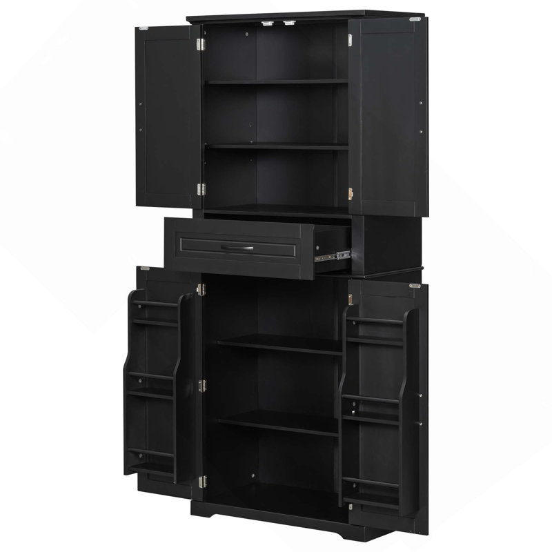 Multi-Functional Bathroom Storage Cabinet With Doors, 1 Drawer & Adjustable Shelf, Black