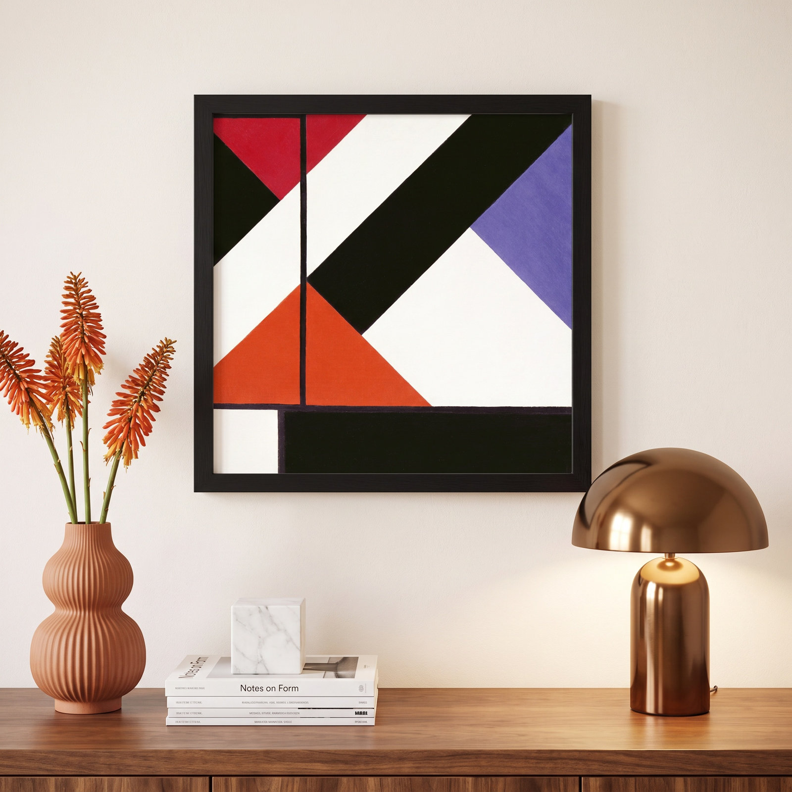 Simultaneous Counter Composition by Theo Van Doesburg, Black Framed, 13" H x 13" W